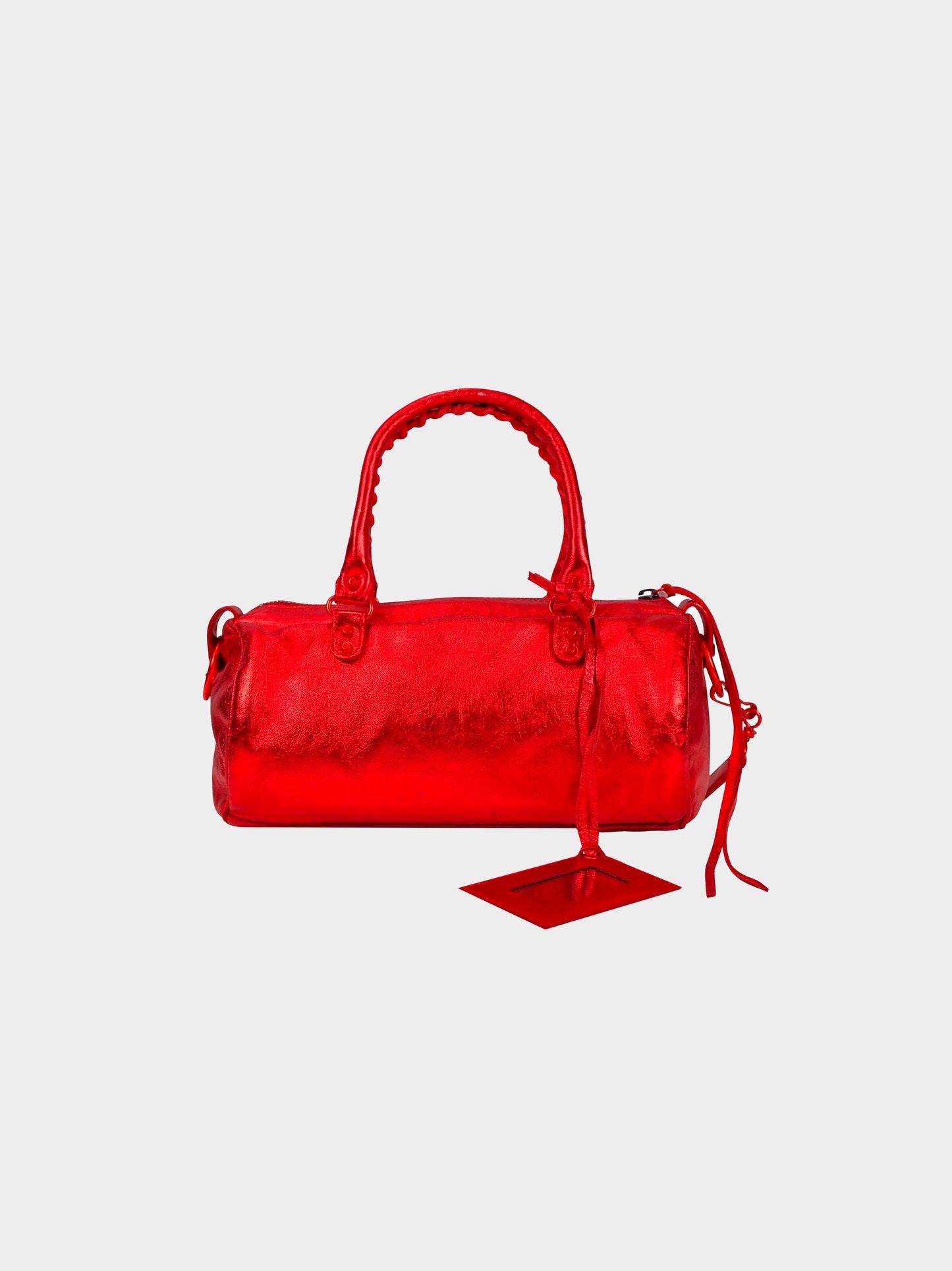 Balenciaga 2010s Red Metallic Twiggy Moto Bag