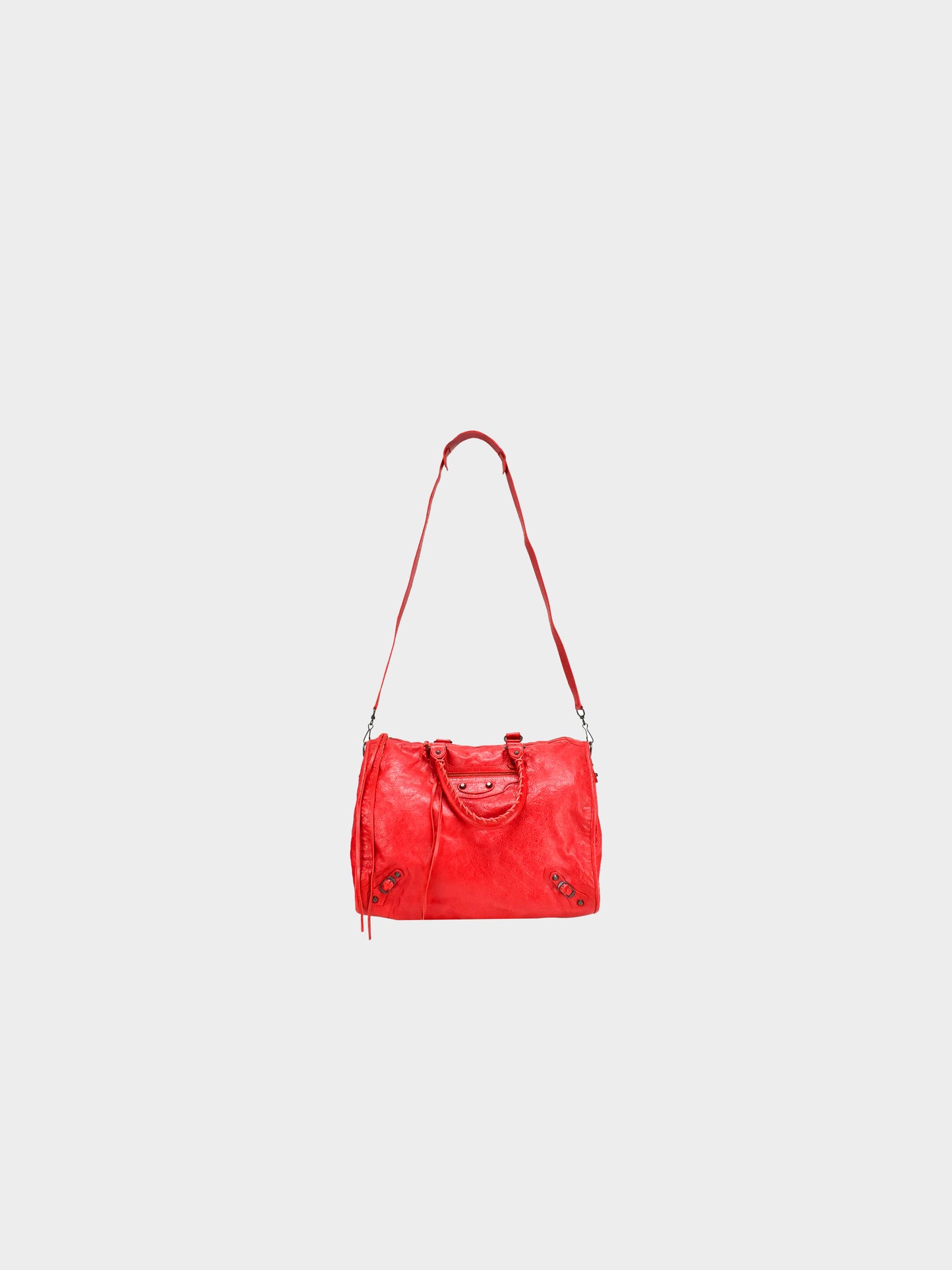 Balenciaga 2010s Red Moto Leather City Bag