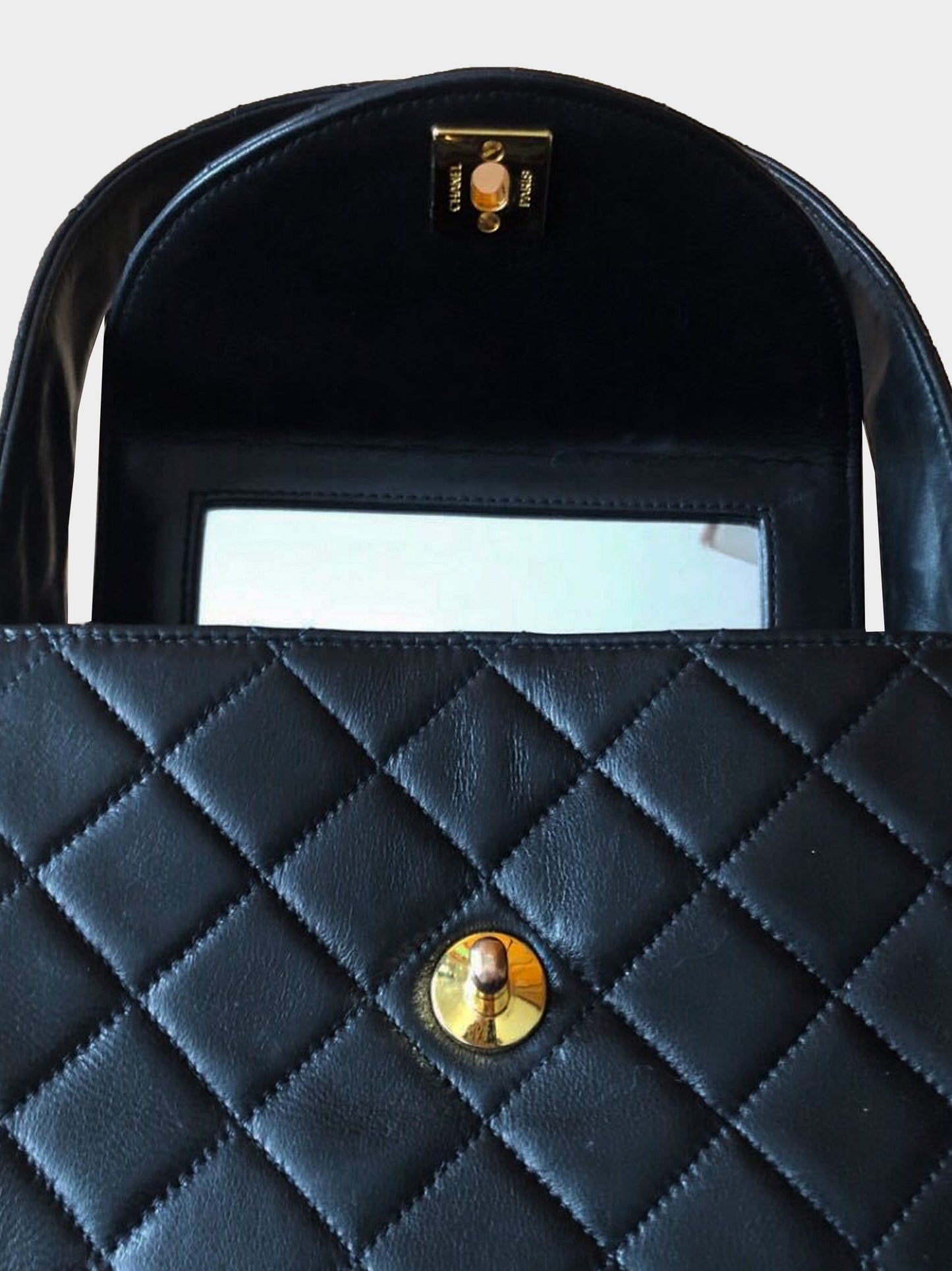 Chanel 1992 Black Mirrored Vanity Purse