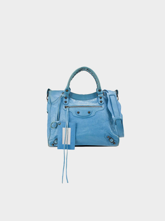 Balenciaga 2010s Blue Velo Moto Bag