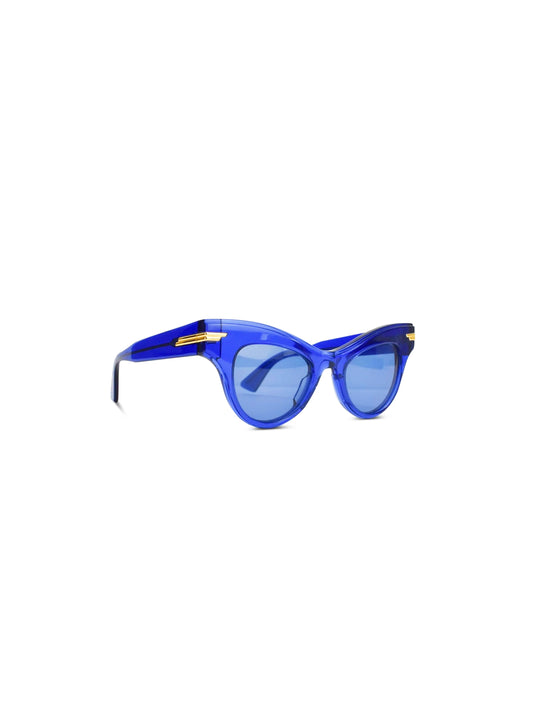 Bottega Veneta Blue and Gold Cat-eye Sunglasses