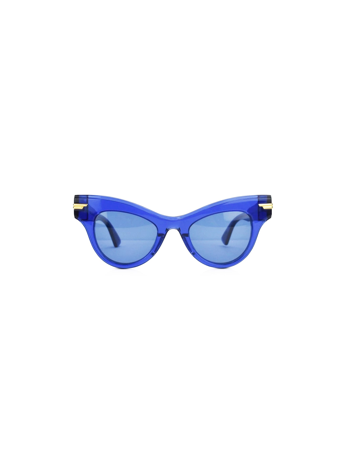 Bottega Veneta Blue and Gold Cat-eye Sunglasses