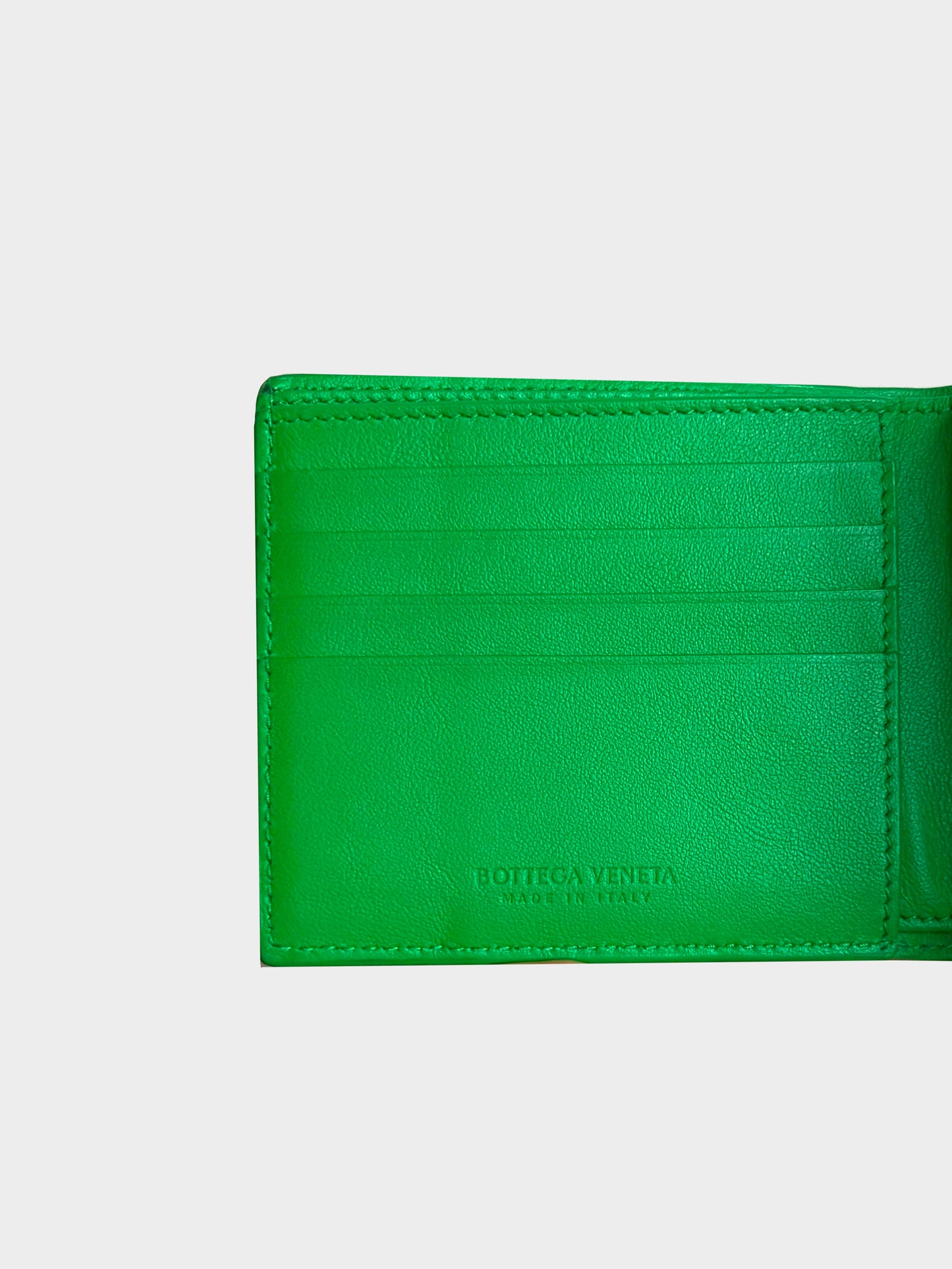 Bottega Veneta 2020s Green Woven Leather Wallet