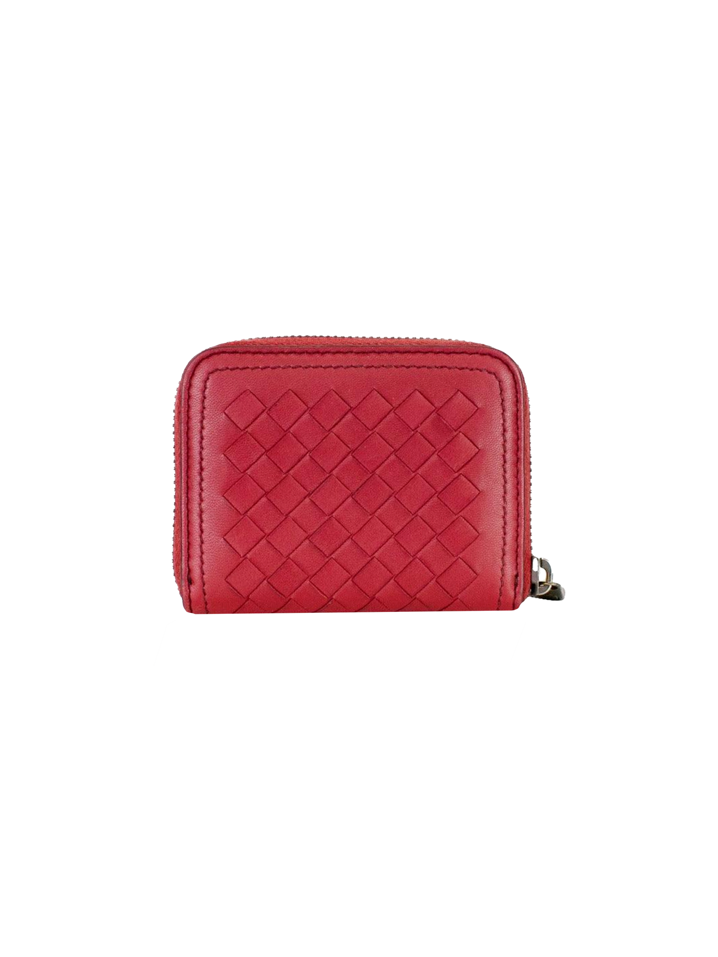 Bottega Veneta Red Woven Leather Wallet