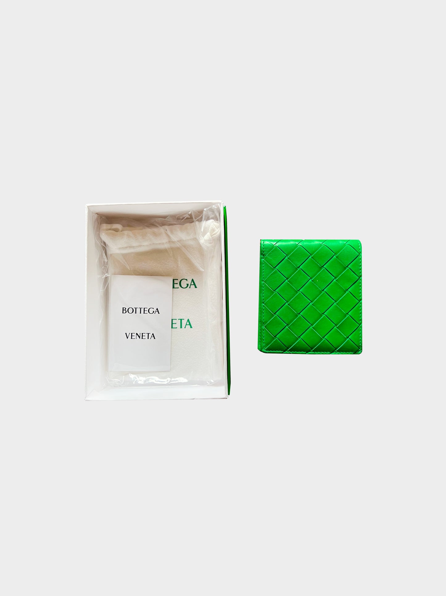 Bottega Veneta 2020s Green Woven Leather Wallet
