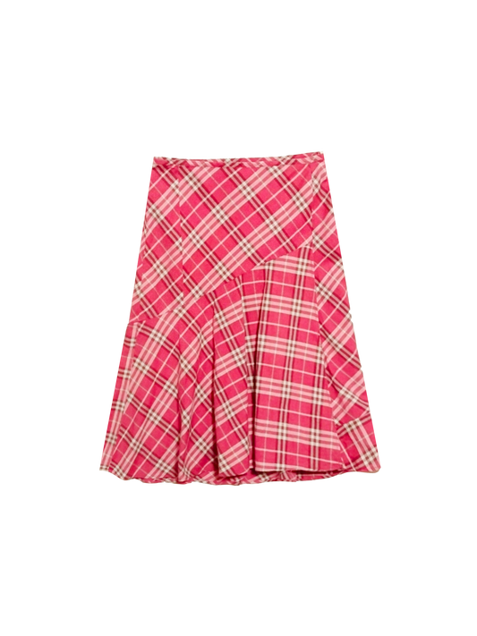 Burberry Blue Label 2000s Pink Pleated Novacheck Skirt