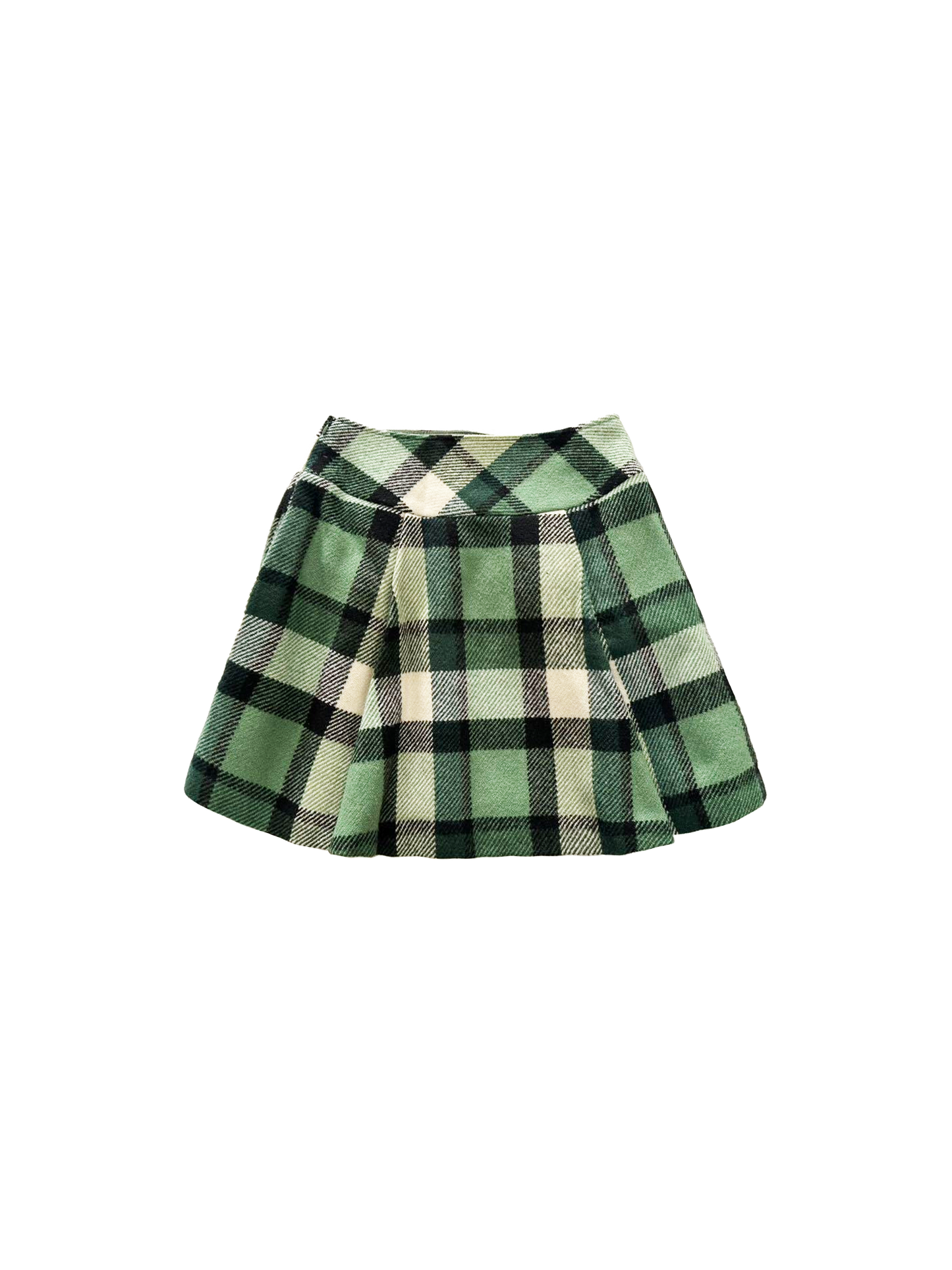Burberry 2000s Green Check Wool Skirt