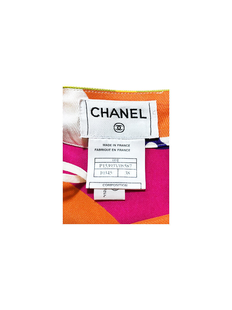 Chanel 2000s Colorblock Printed Skirt