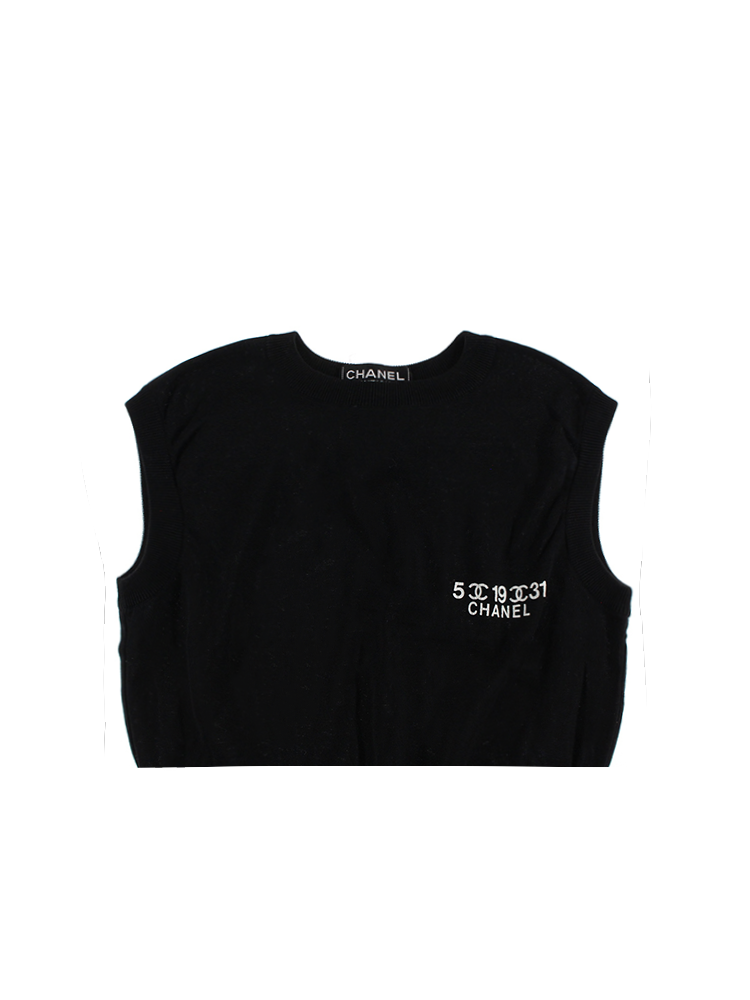 Chanel 5-19-31 2000s Rare Black Knit Tank