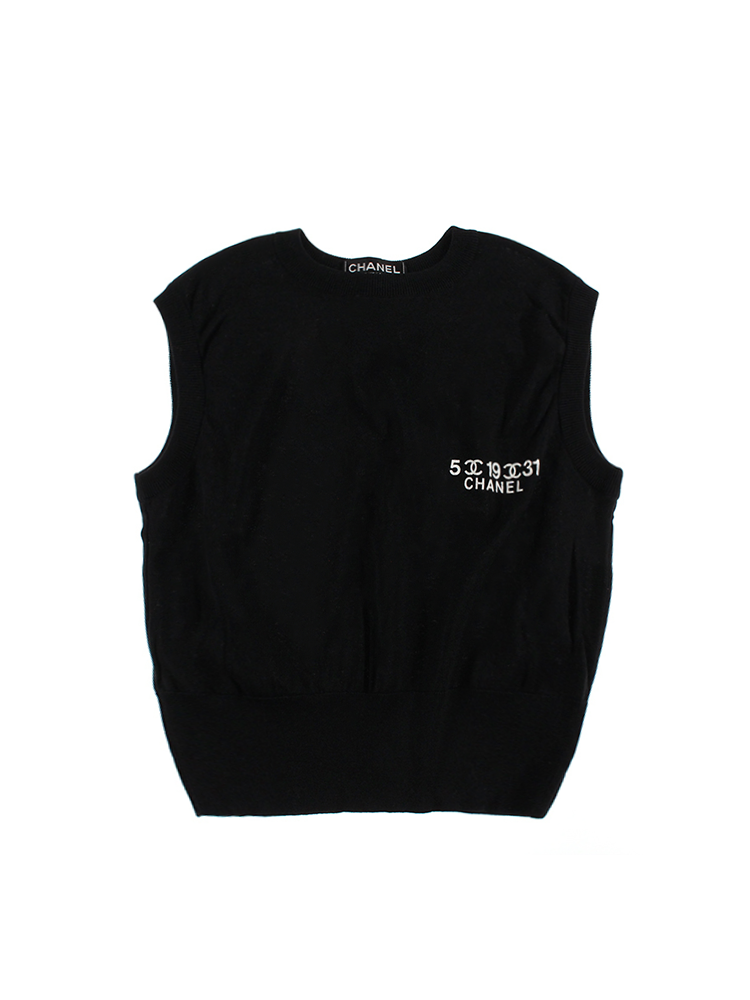 Chanel 5-19-31 2000s Rare Black Knit Tank