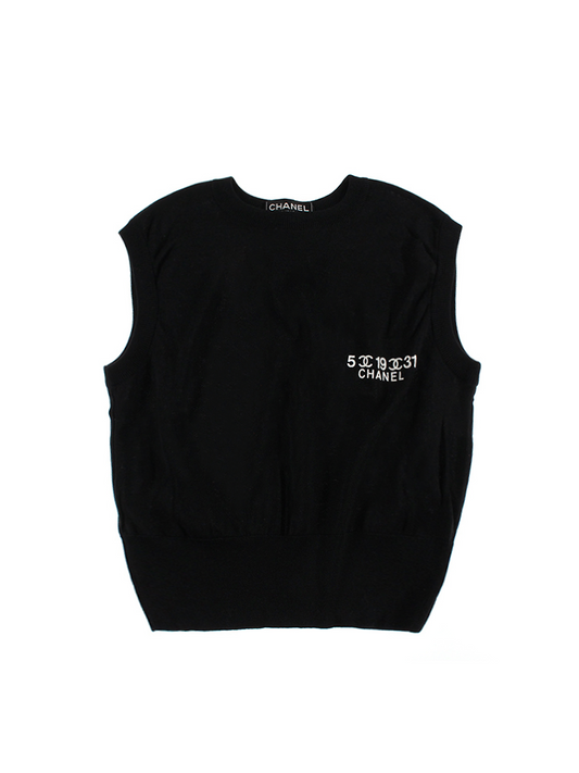 Chanel 5-19-31 2000s Rare Black Knit Tank