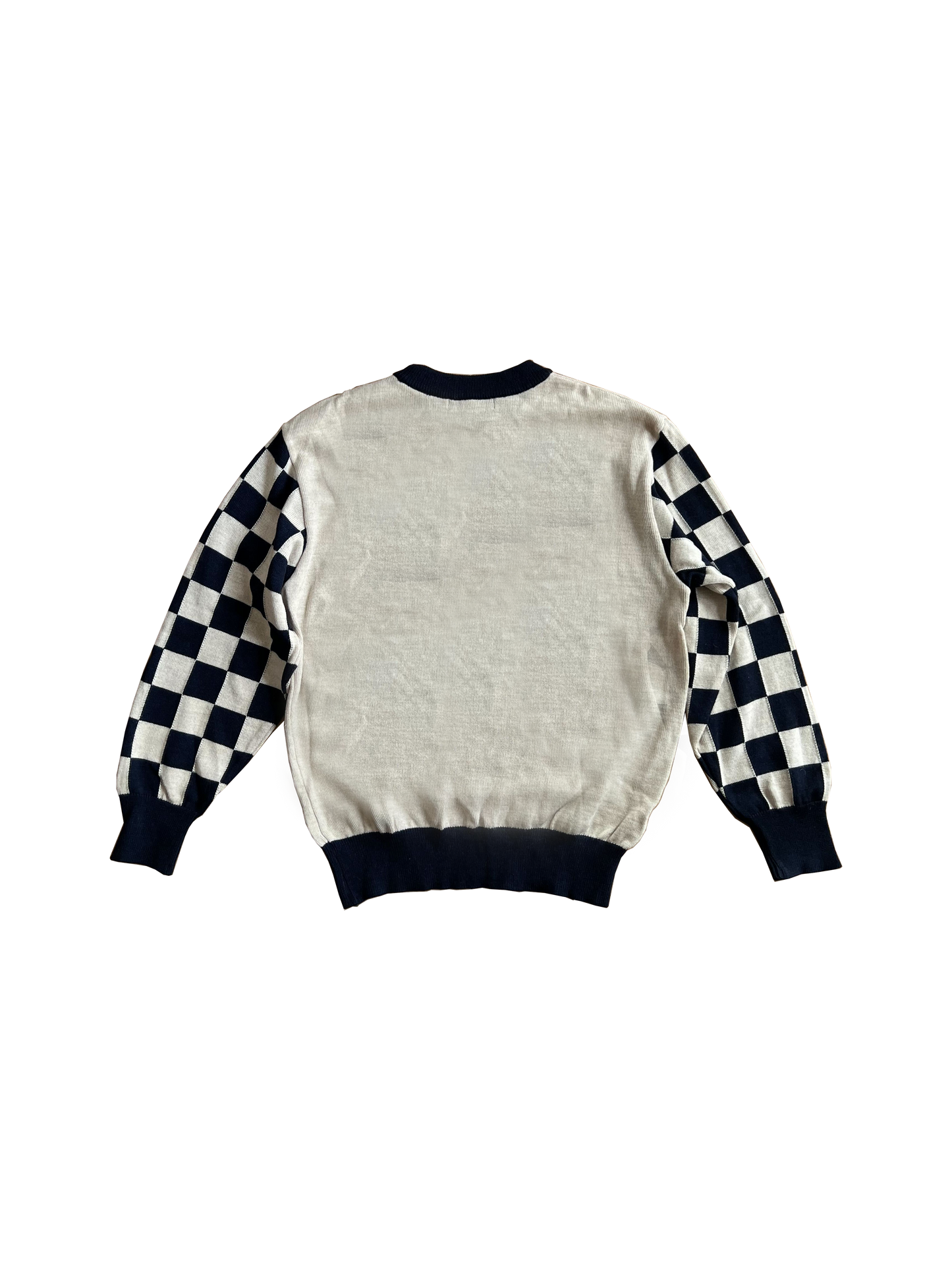 Christian Dior 1980s CD Sports Checkered Sleeves Sweater