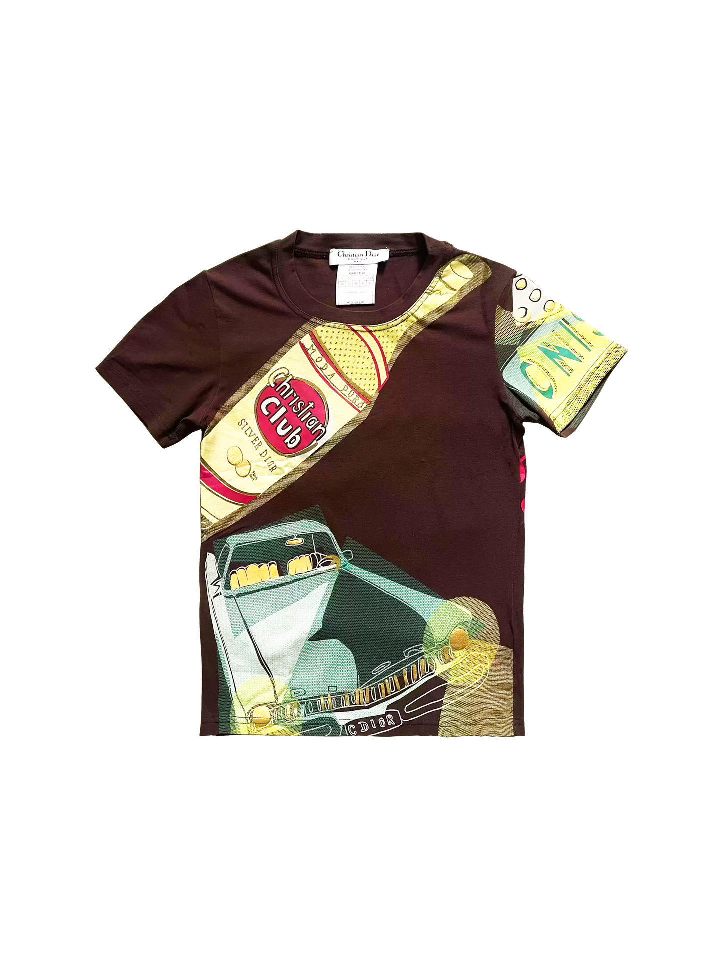 Christian Dior 2000s Rare Brown Taxi Alcohol T-Shirt