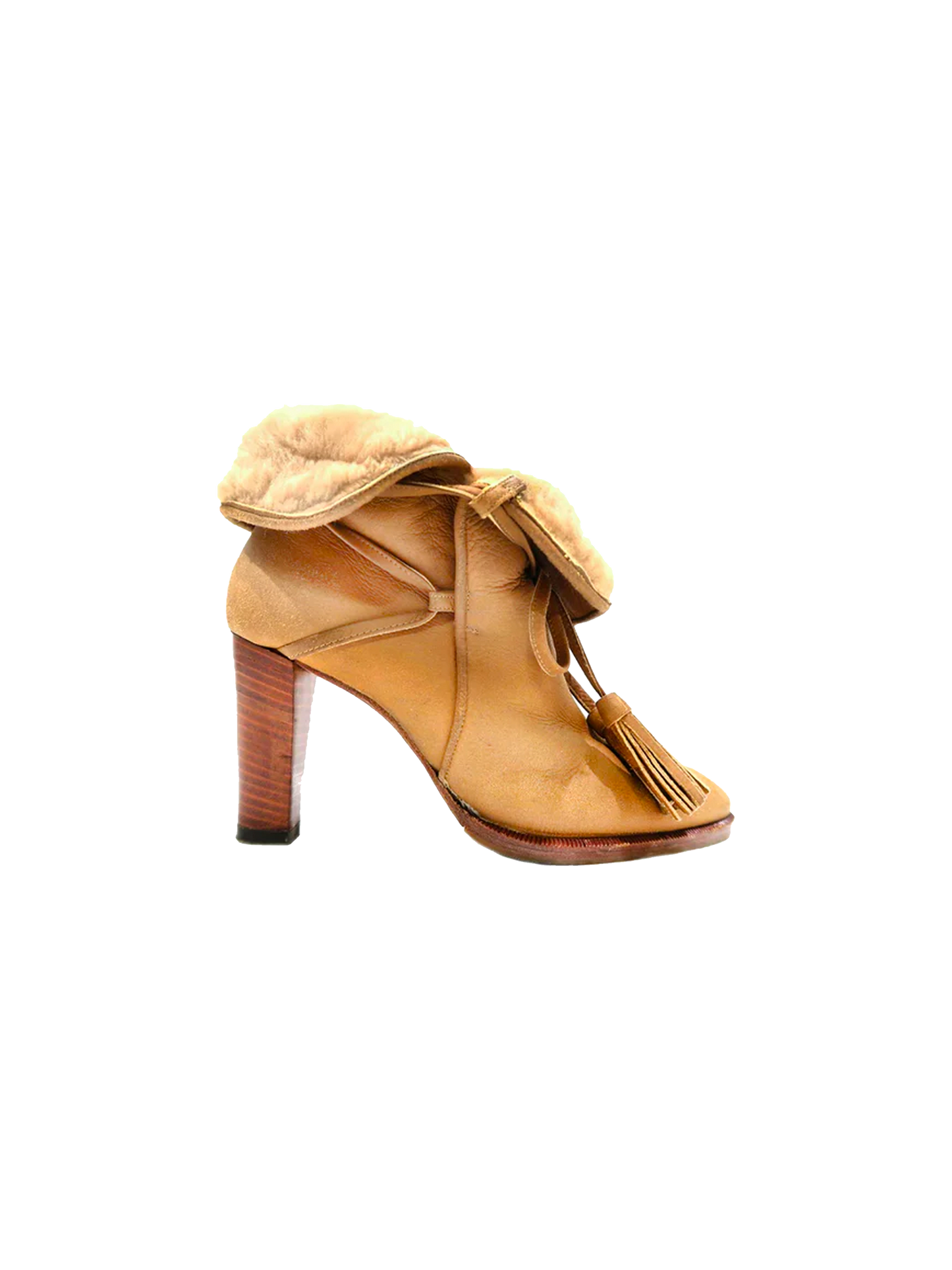 Chanel 2000s Brown Suede Fur Lined CC Heeled Boots