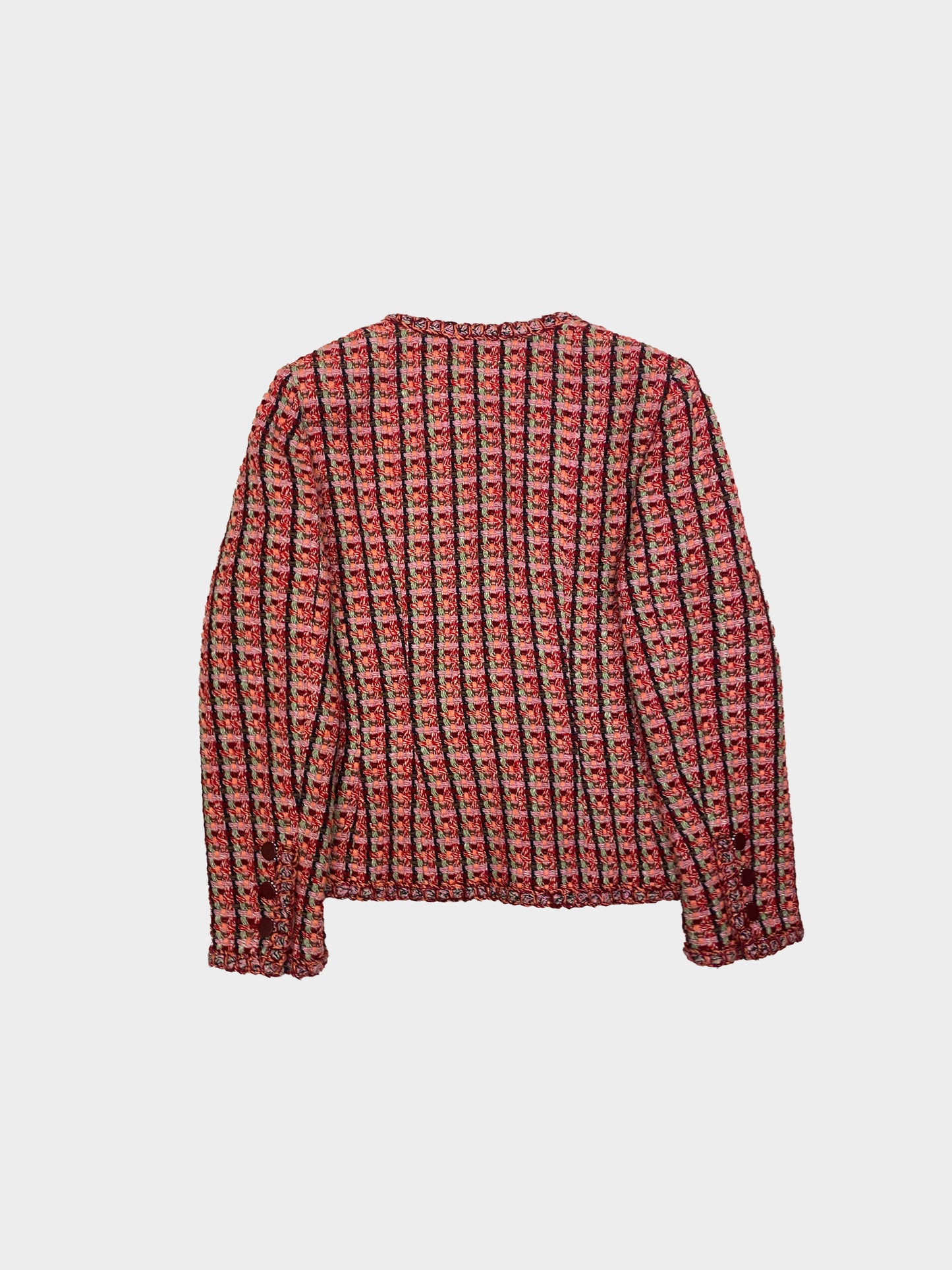 Chanel Spring 2002 Pink and Red Tweed Jacket