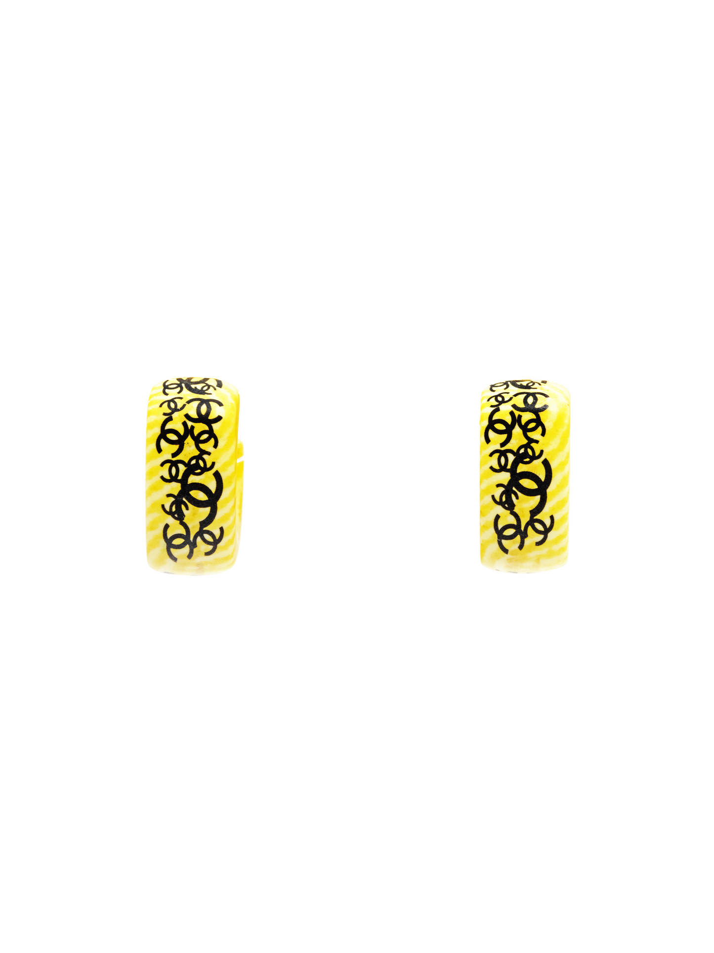 Chanel Spring 2002 Woodgrain Hoop Earrings