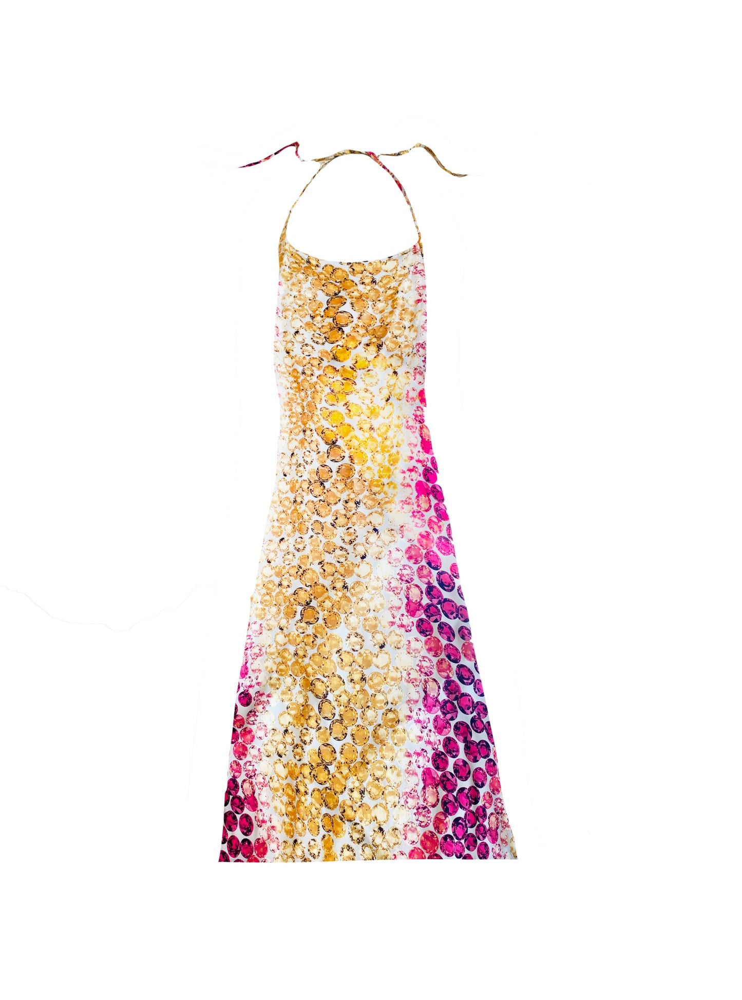 Roberto Cavalli 2000s Silk Jewel Print Long Dress Wrap