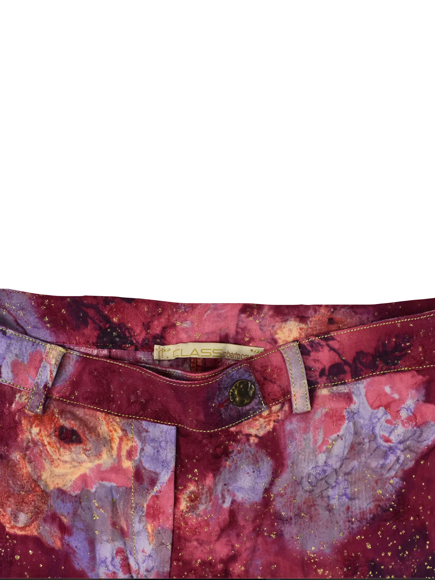 Roberto Cavalli 2000s Rose Galaxy Printed Pants