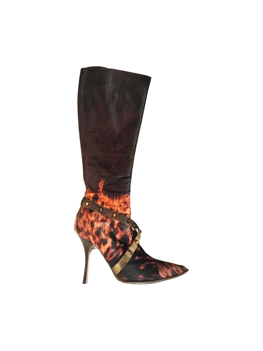 Roberto Cavalli 2000s Leopard Studded Boots