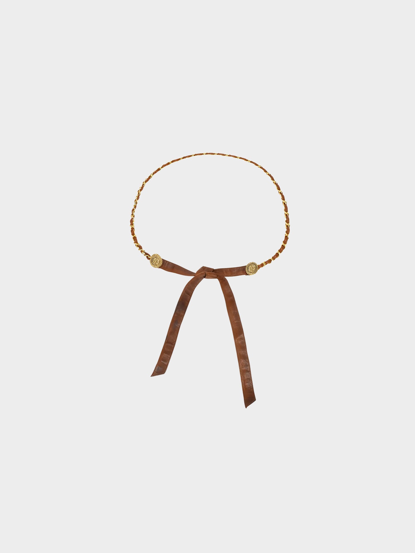 Chanel 1980s Leather Tie Chain Belt