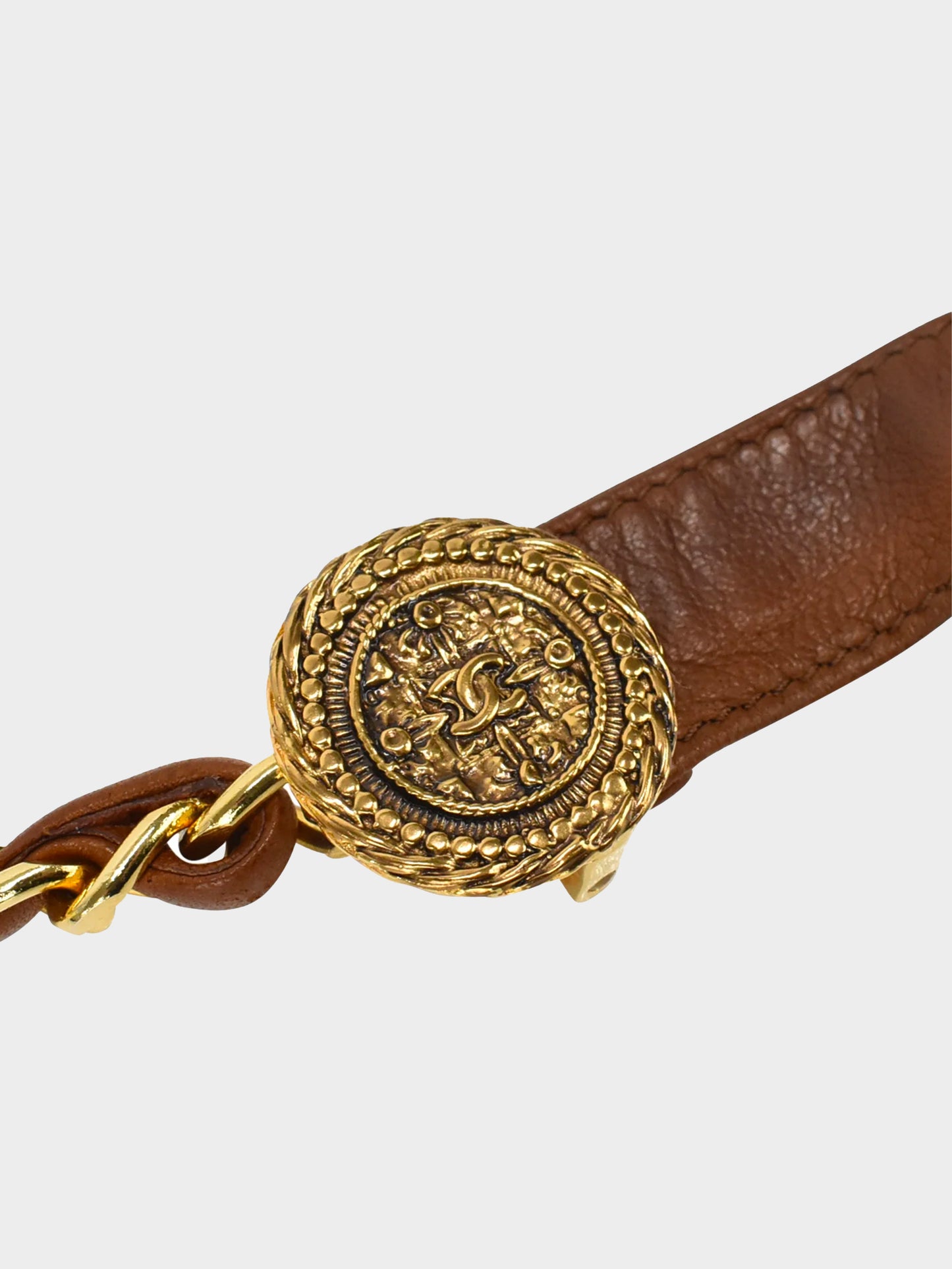 Chanel 1980s Leather Tie Chain Belt
