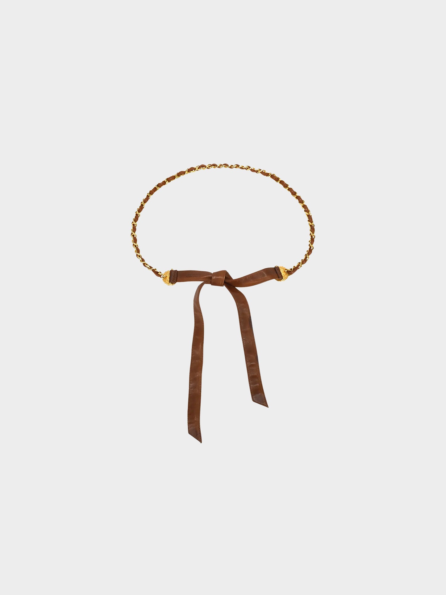 Chanel 1980s Leather Tie Chain Belt