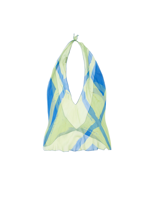 Chanel 2000 Silk Logo Halter Top