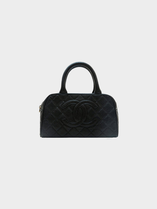 Chanel 2004 Quilted Skin Handbag Black