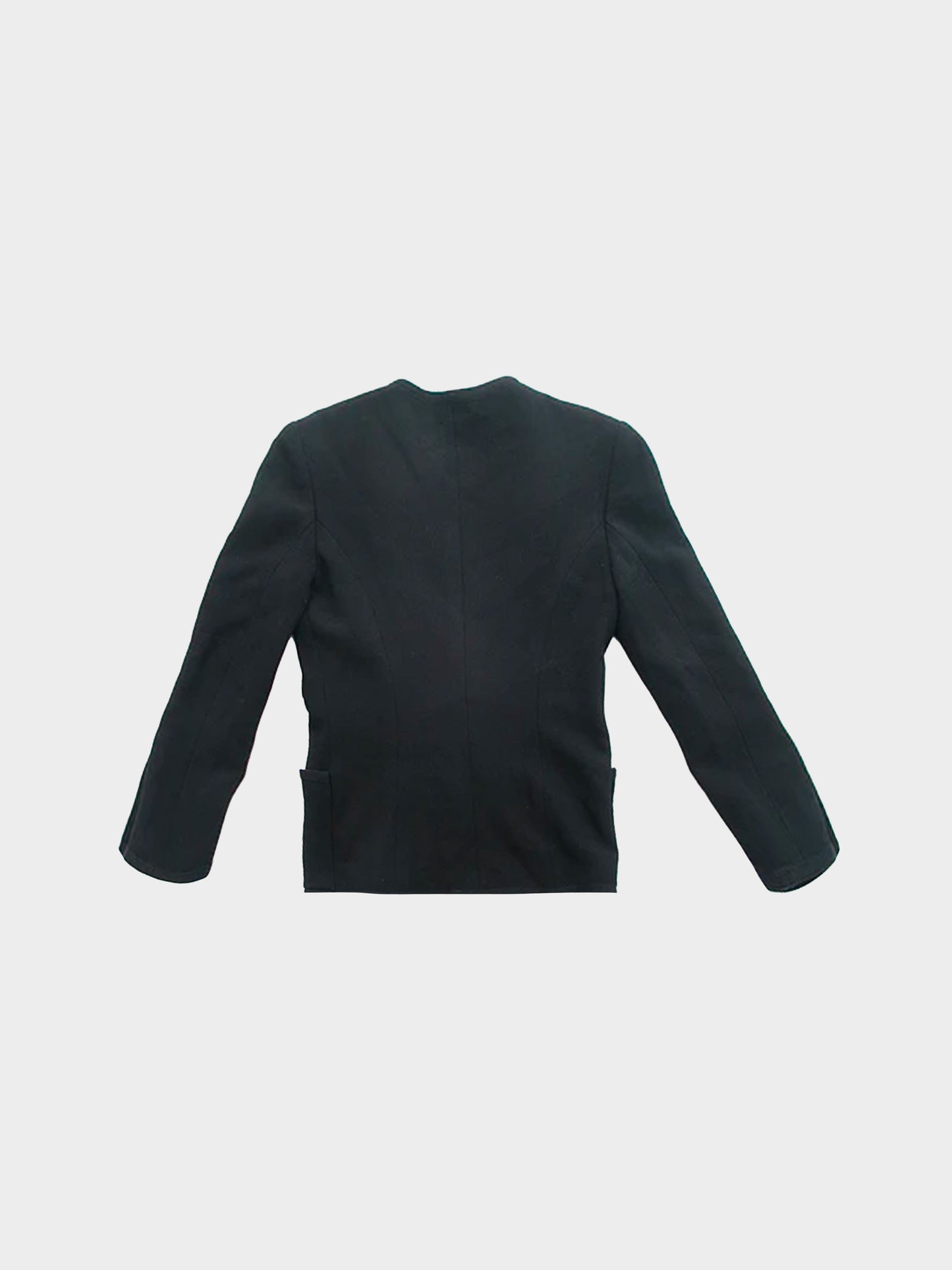 Chanel 1980s Black Tweed Front Pocket Jacket