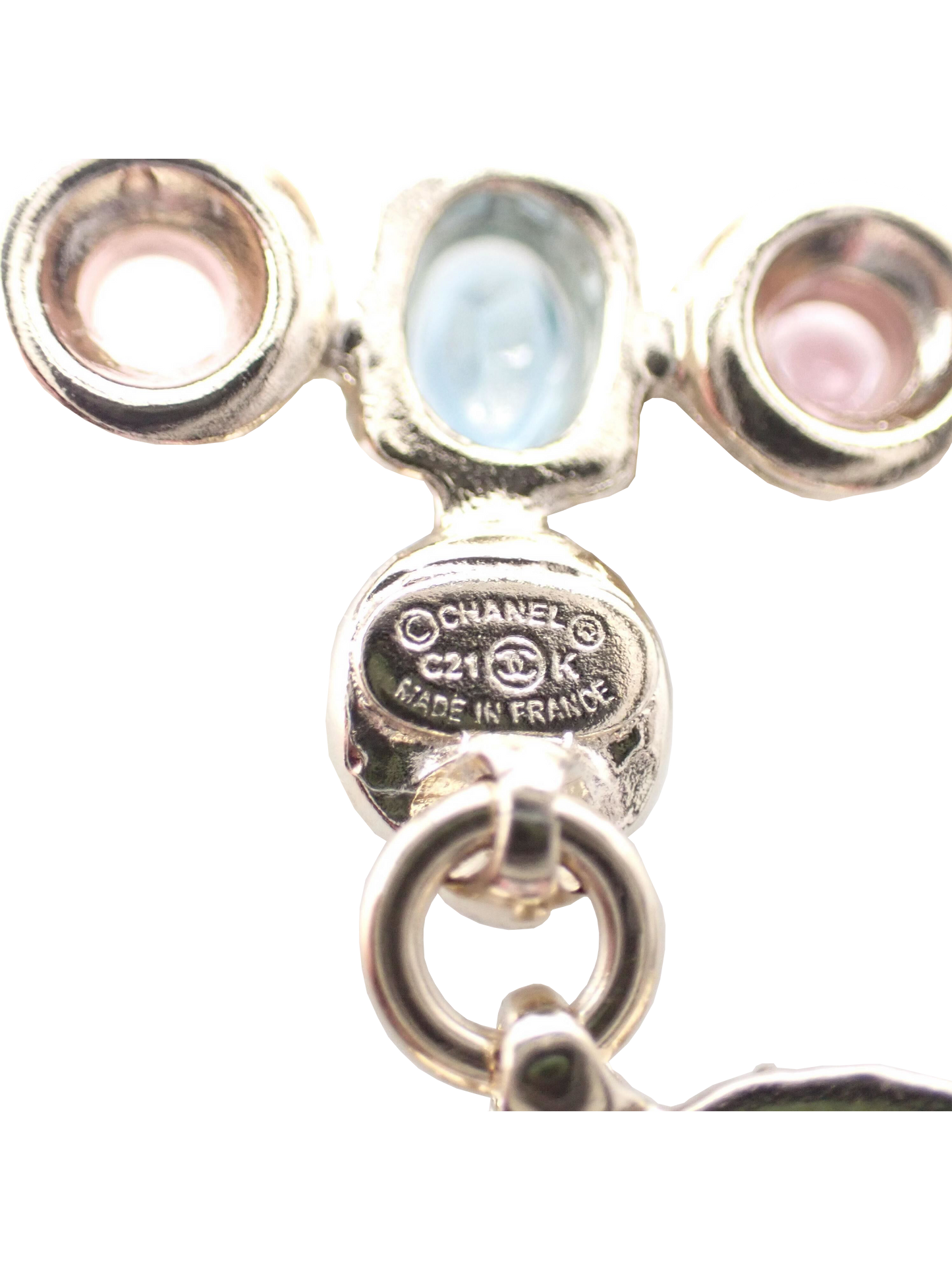 Chanel 2010 Pink and Blue Cross Crystal Logo Earring