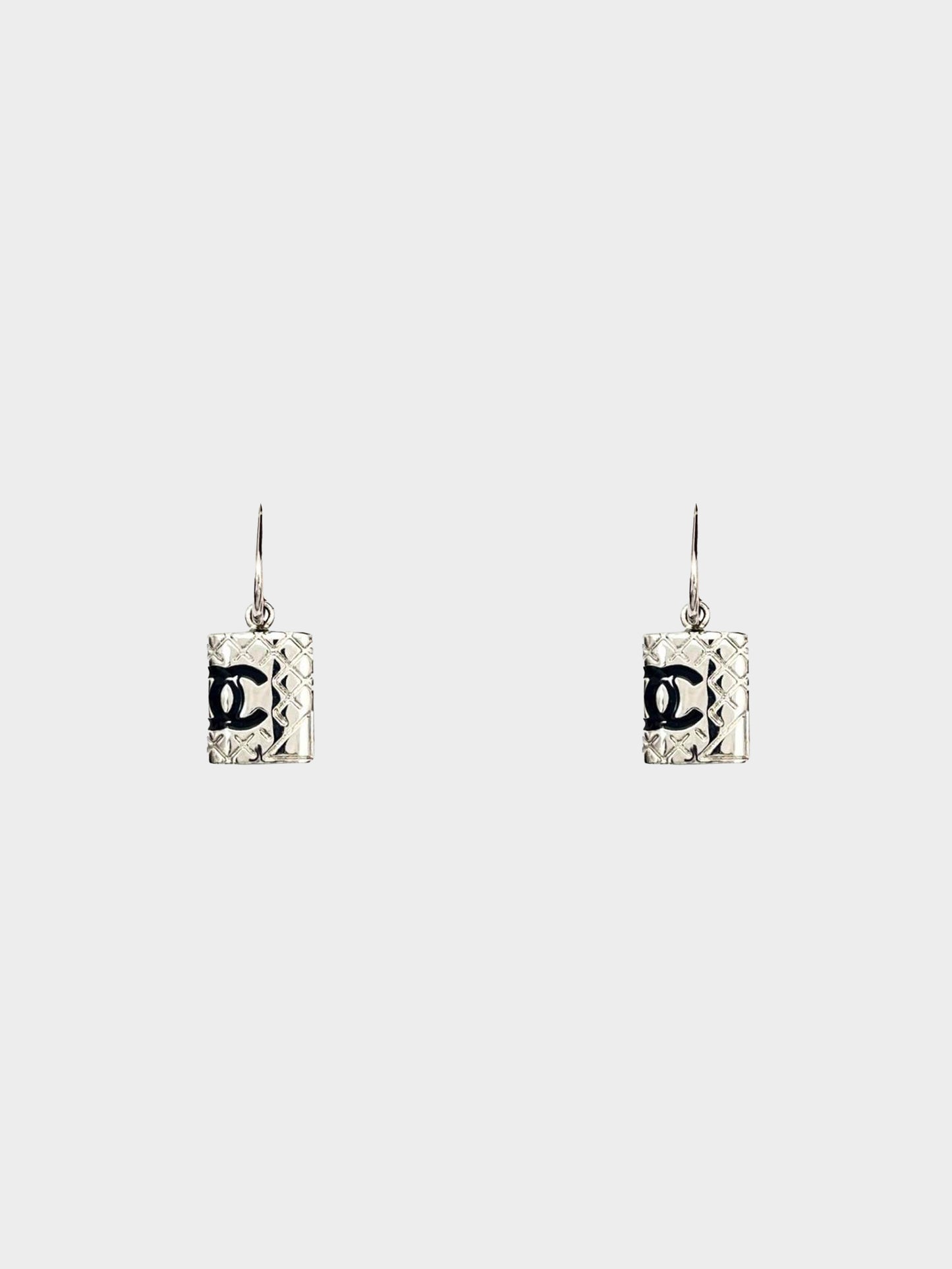 Chanel 2005 Silver Cambon Hoop Earrings