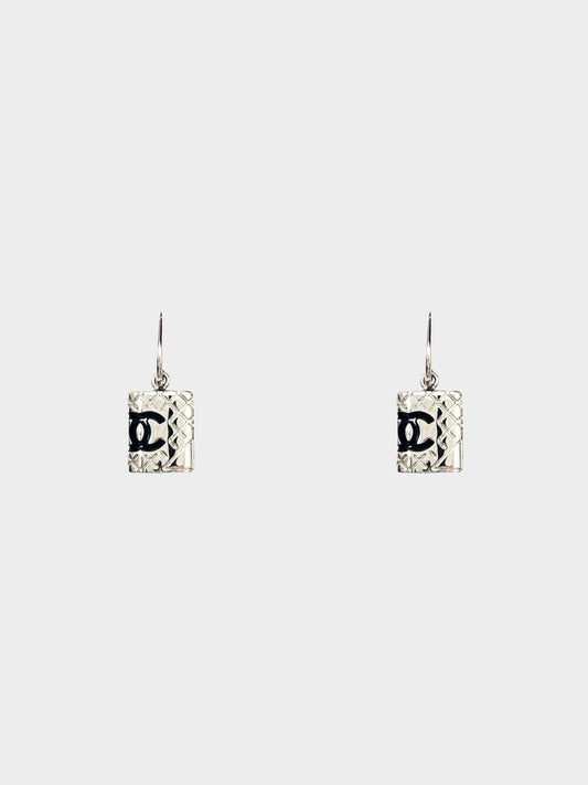 Chanel 2005 Silver Cambon Hoop Earrings