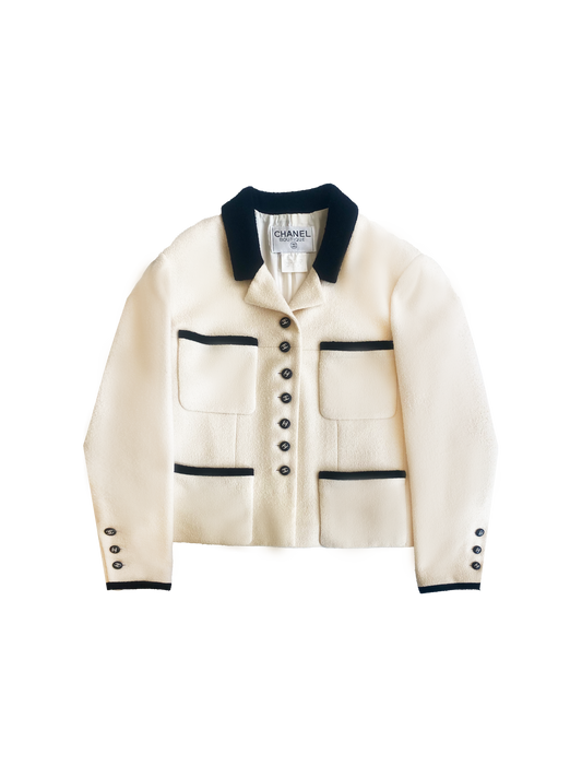 Chanel 1996 Cream Jacket with Black Trim