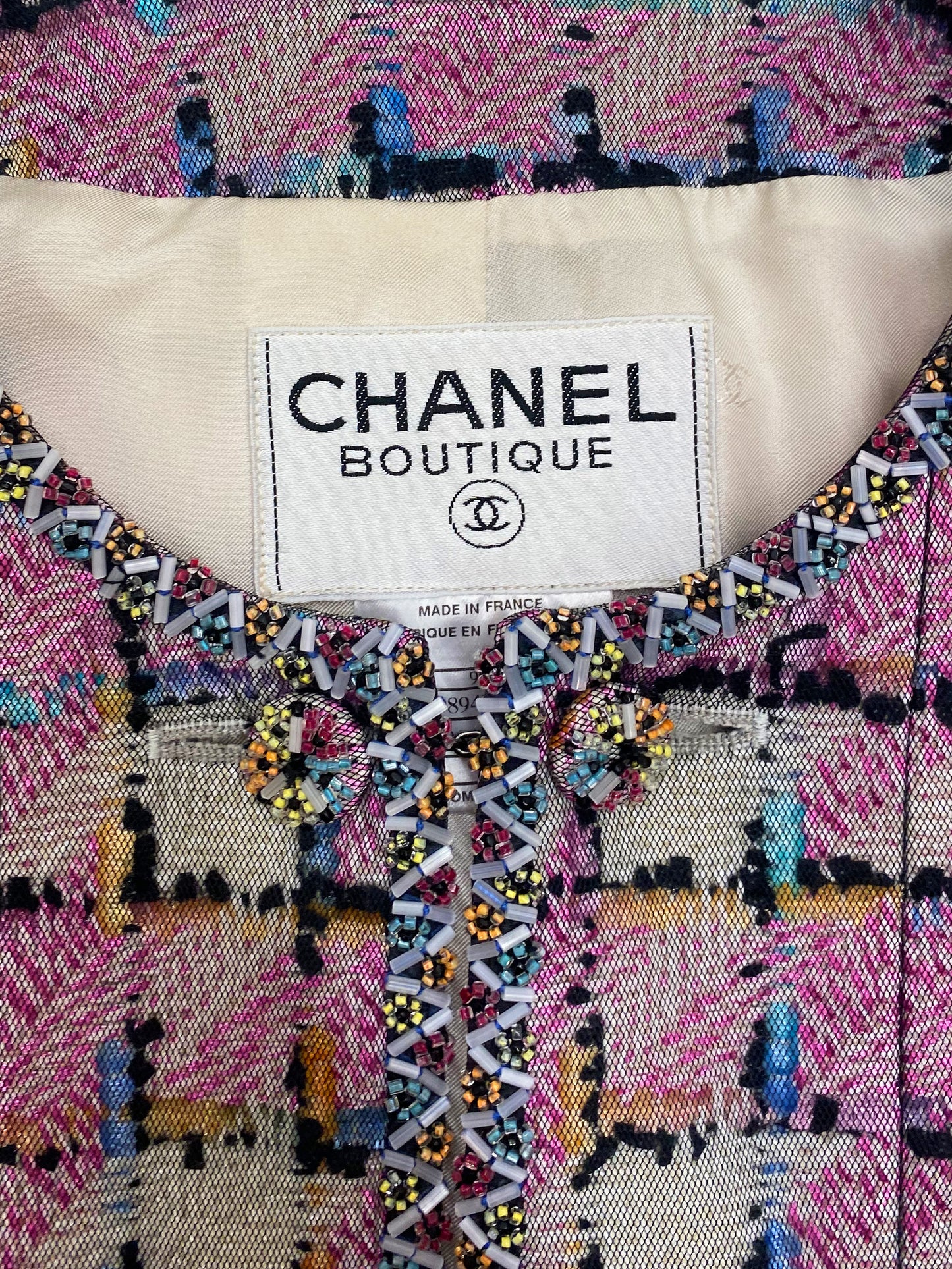 Chanel 1998 Cruise Beaded Tweed and Mesh Jacket
