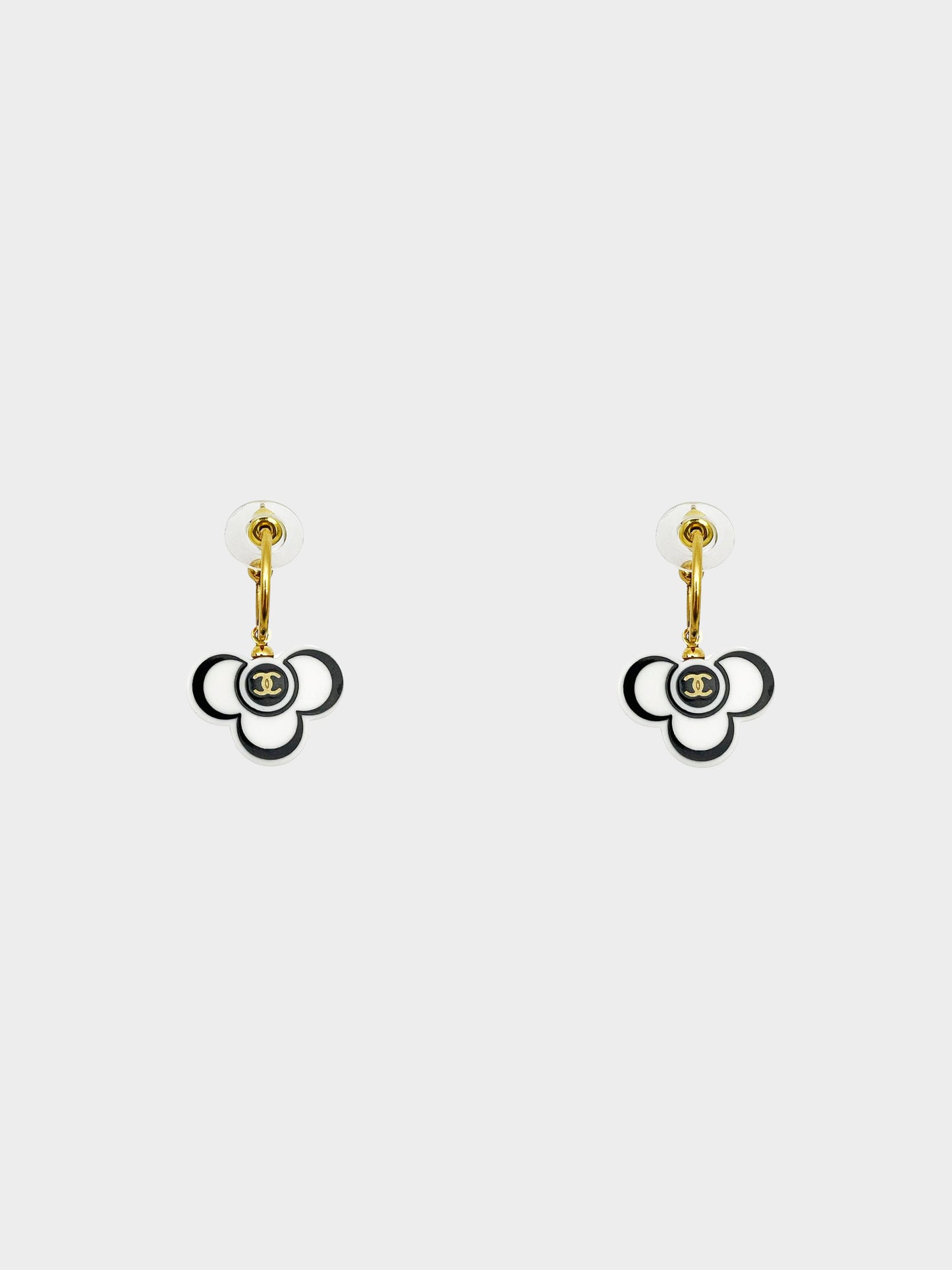 Chanel Spring 2002 Camellia Flower CC Earrings