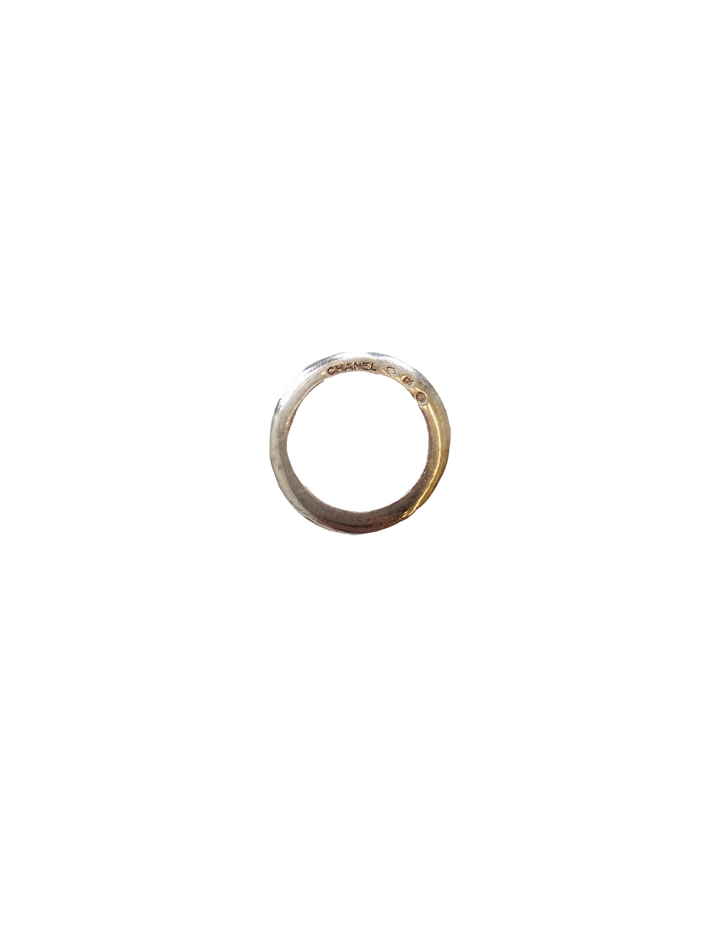 Chanel 2000s Sterling Silver Logo Engraved Ring
