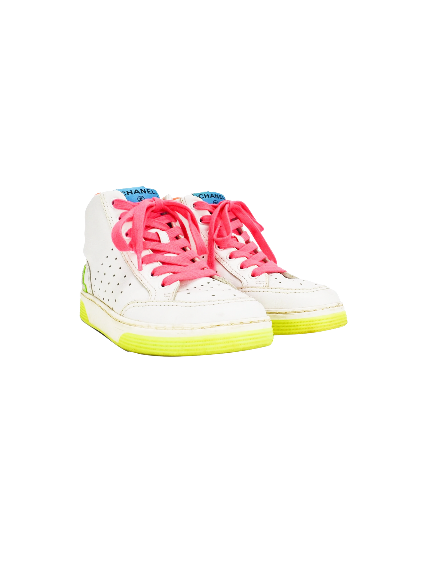 Chanel 2020 Neon High Top Logo Sneakers