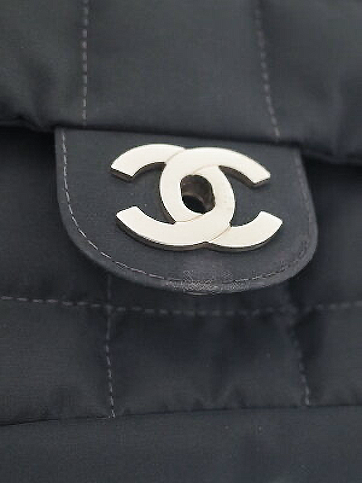 Chanel 2002 Black Nylon Chocolate Bar Bag