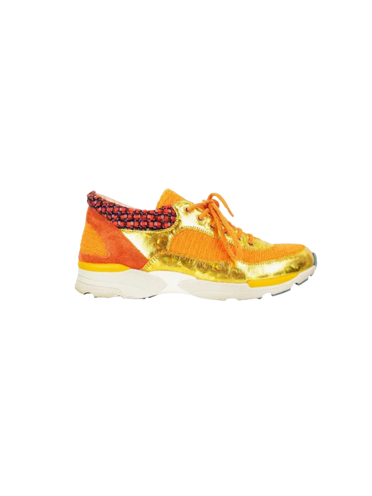 Chanel 2014 Orange Tweed Sneakers