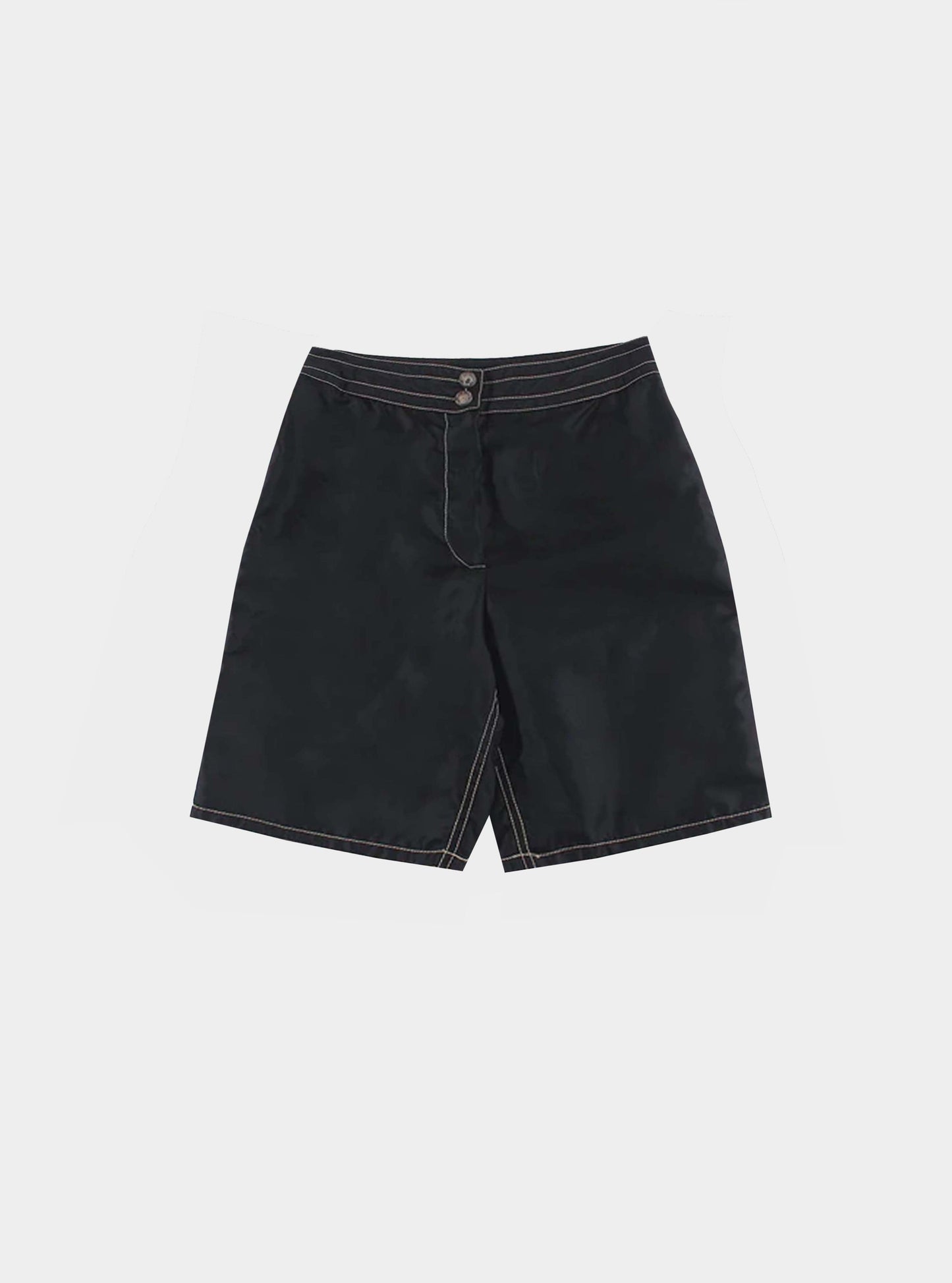 Chanel 1980s Black Contrast Stitch Shorts