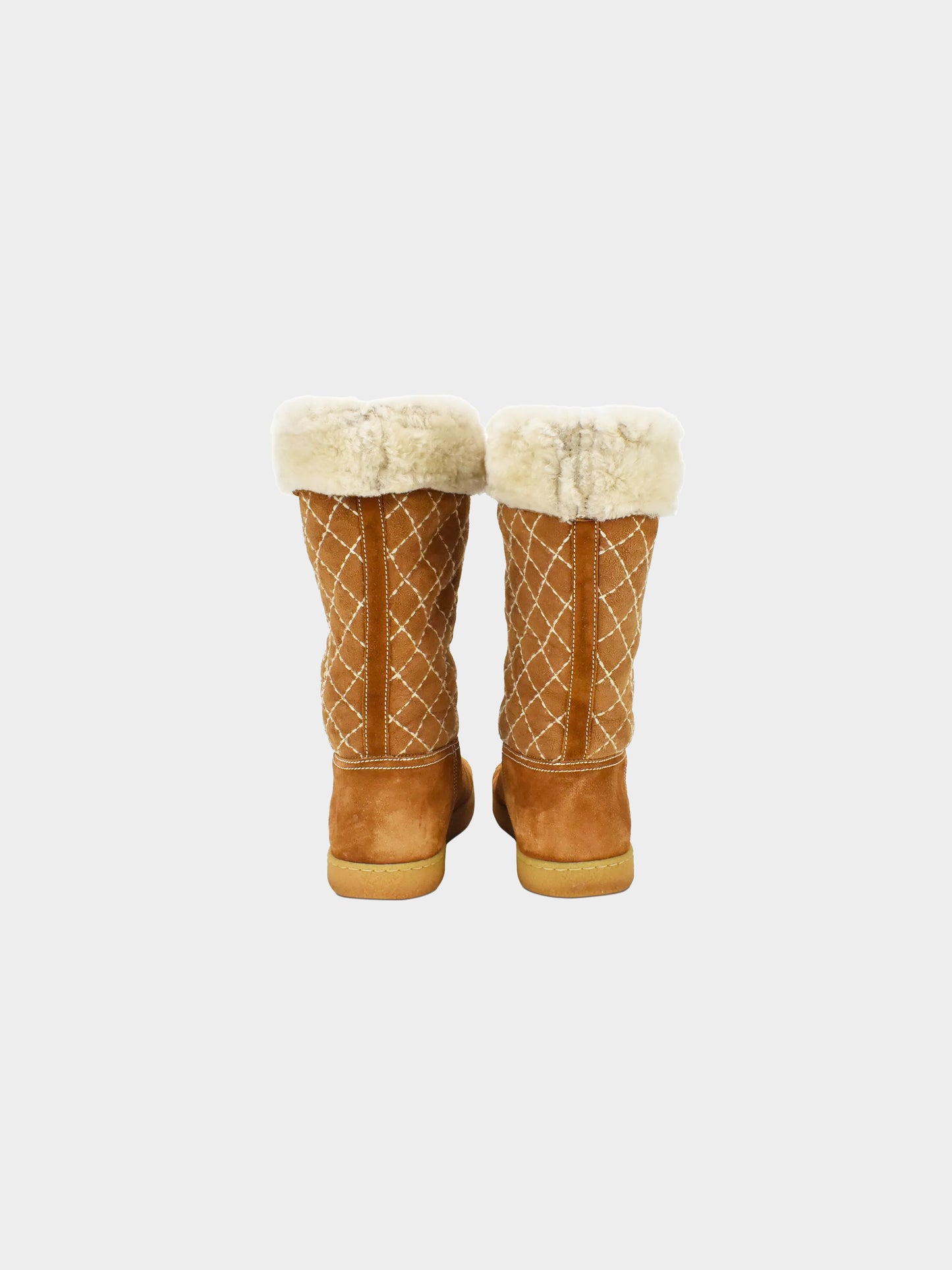 Chanel 2000s Shearling Logo Boots