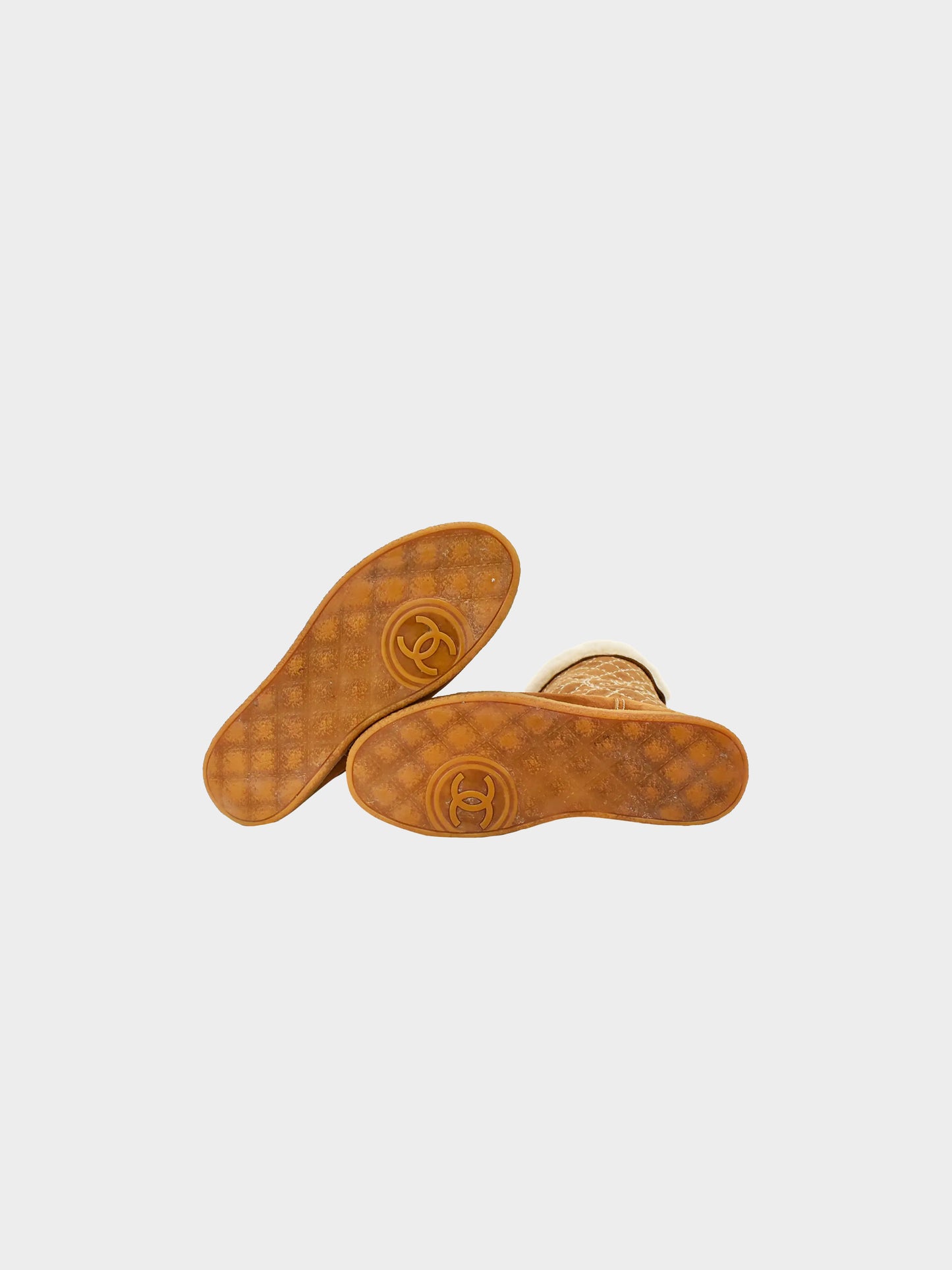 Chanel 2000s Shearling Logo Boots