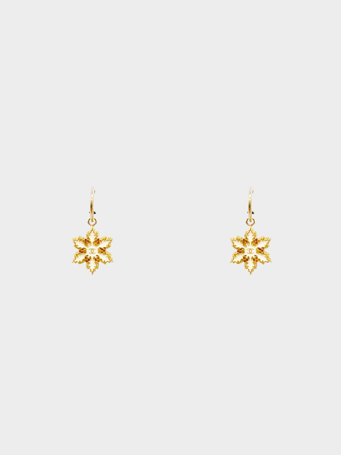 Chanel 2001 Gold Snowflake Hoop Earrings