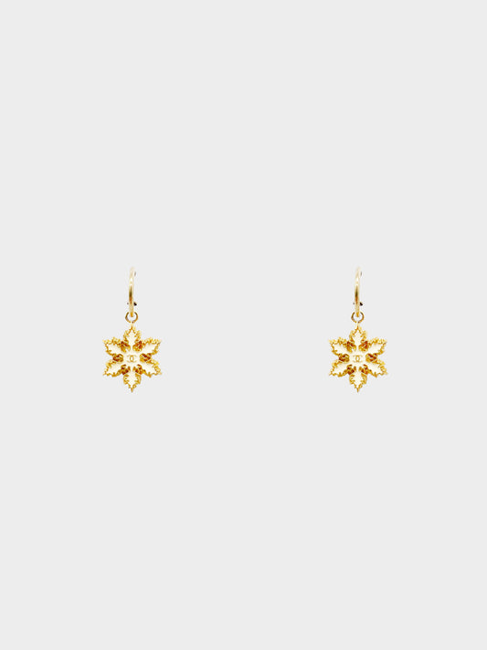 Chanel 2001 Gold Snowflake Hoop Earrings