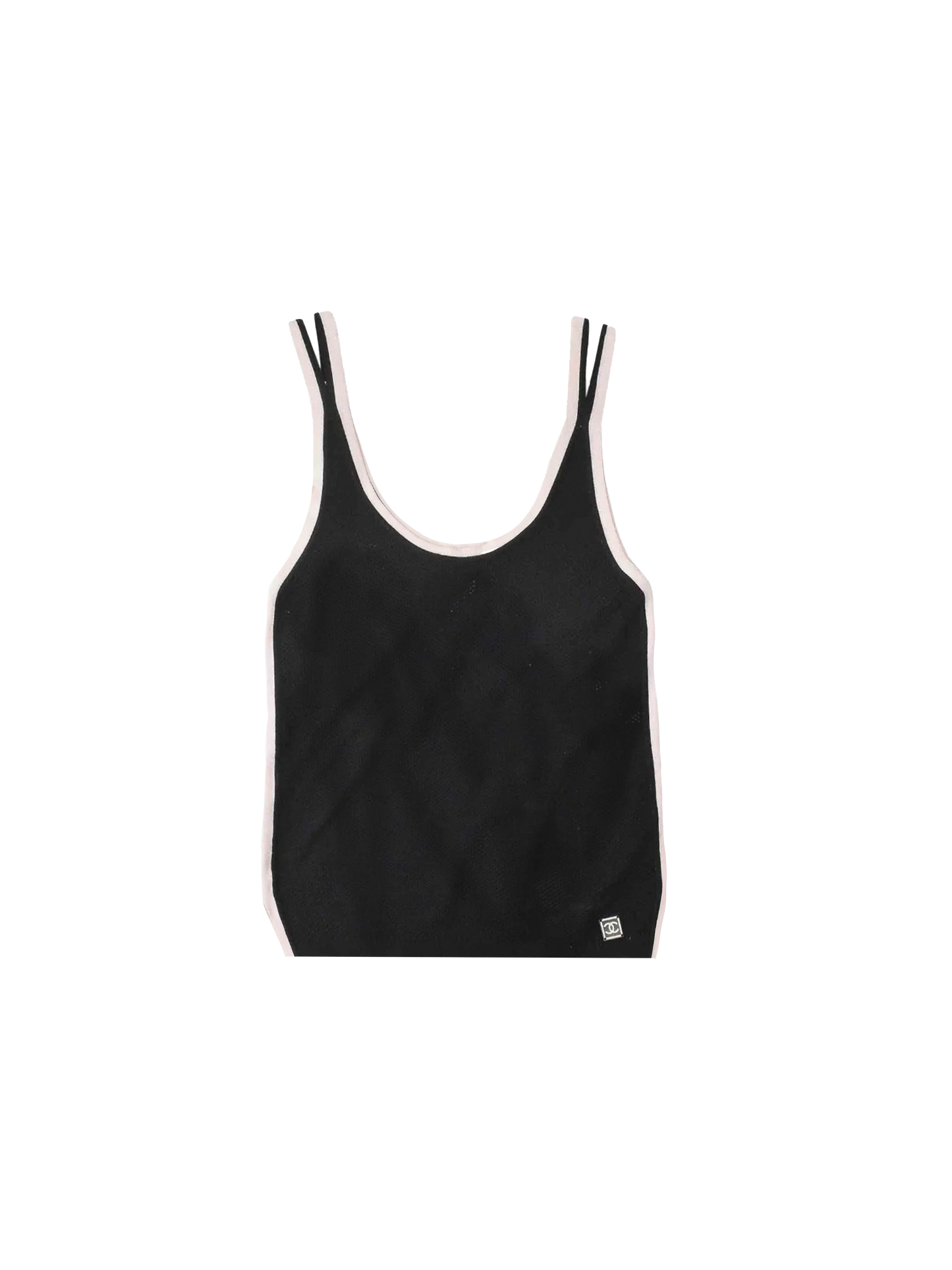 Chanel 2000s Sport Pink and Black Mesh Tank Top