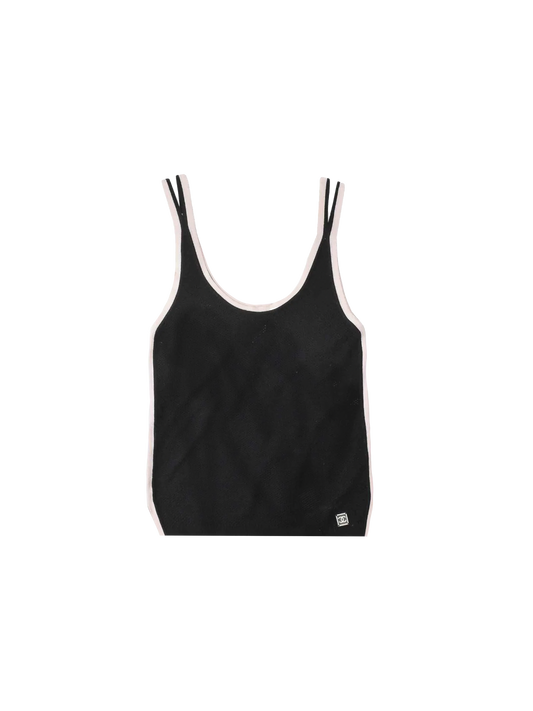 Chanel 2000s Sport Pink and Black Mesh Tank Top