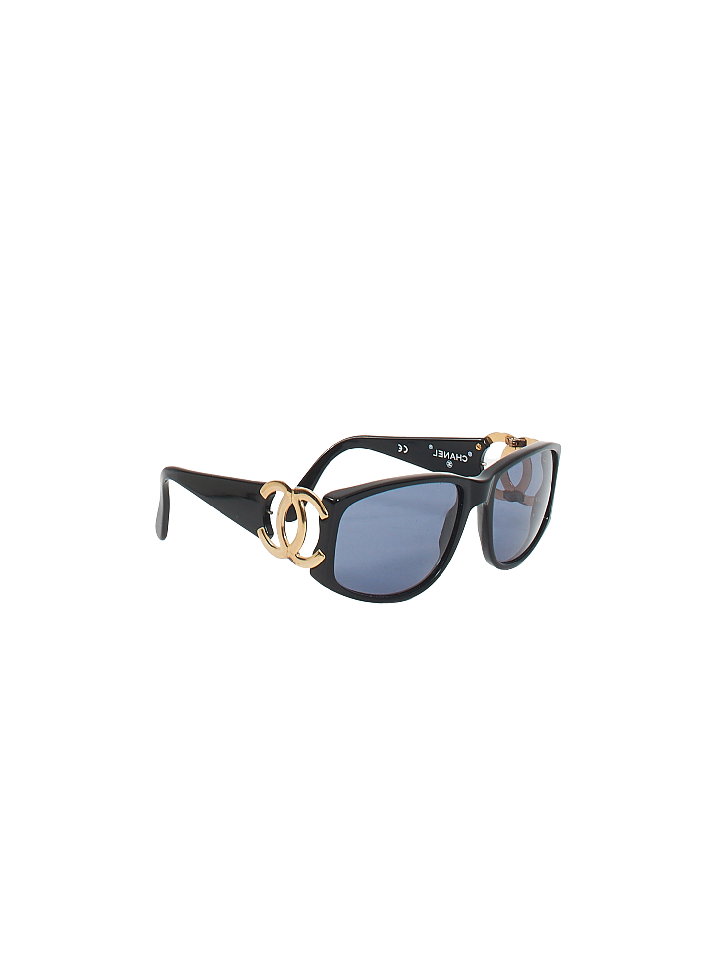 Chanel 1990s Gold Logo Square Sunglasses