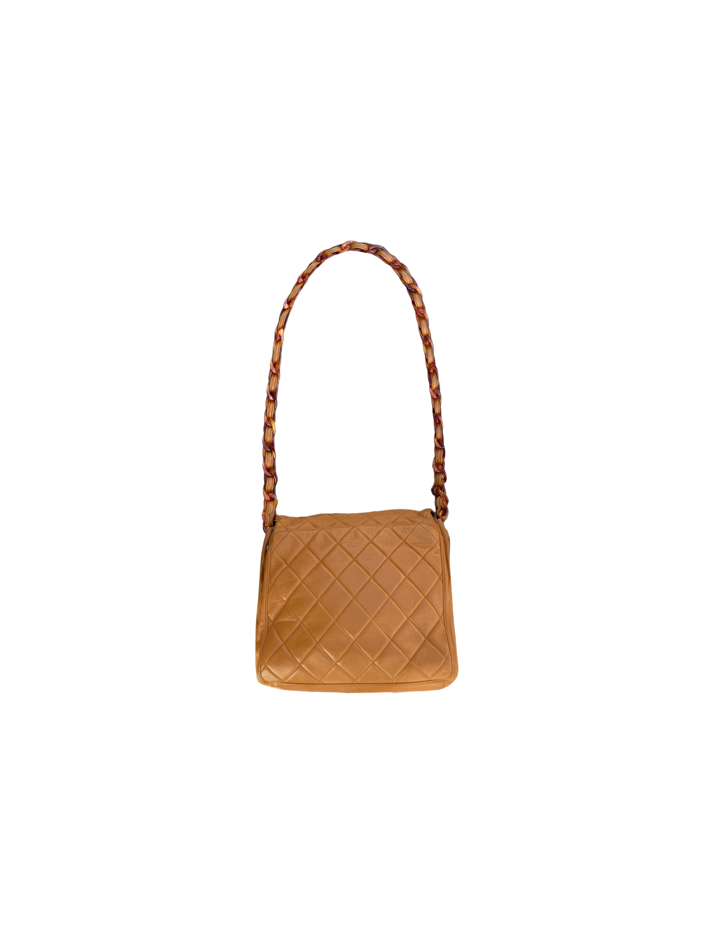 Chanel 1990s Brown Tortoise Logo Flap Bag