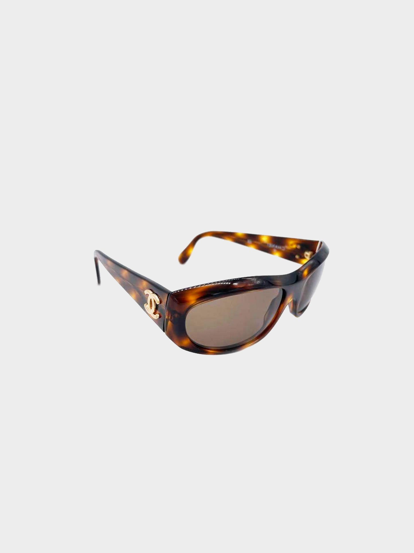 Chanel 2000s Wrap Frame Tortoise Sunglasses