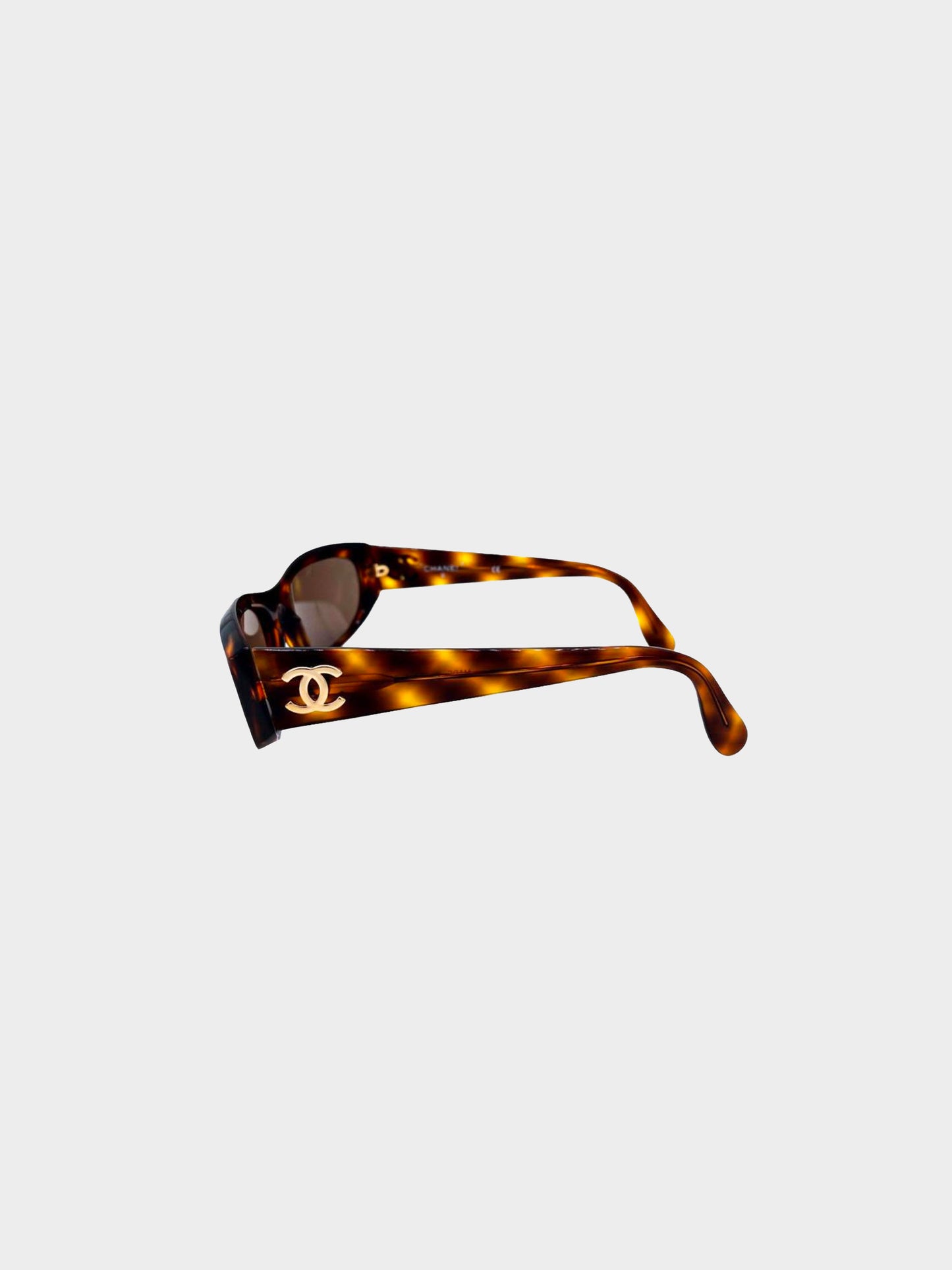 Chanel 2000s Wrap Frame Tortoise Sunglasses